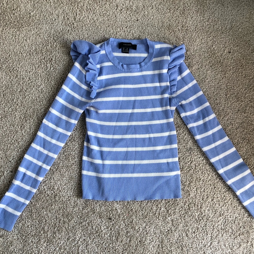 Forever 21 Ruffle Striped Crop Top